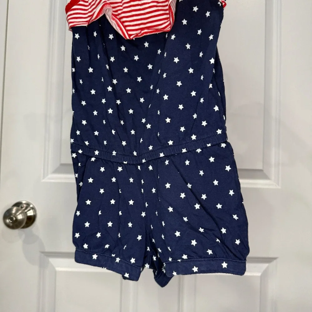 Gymboree Girls Patriotic‎ Stars and Stripes Ruffle Romper Size 4T